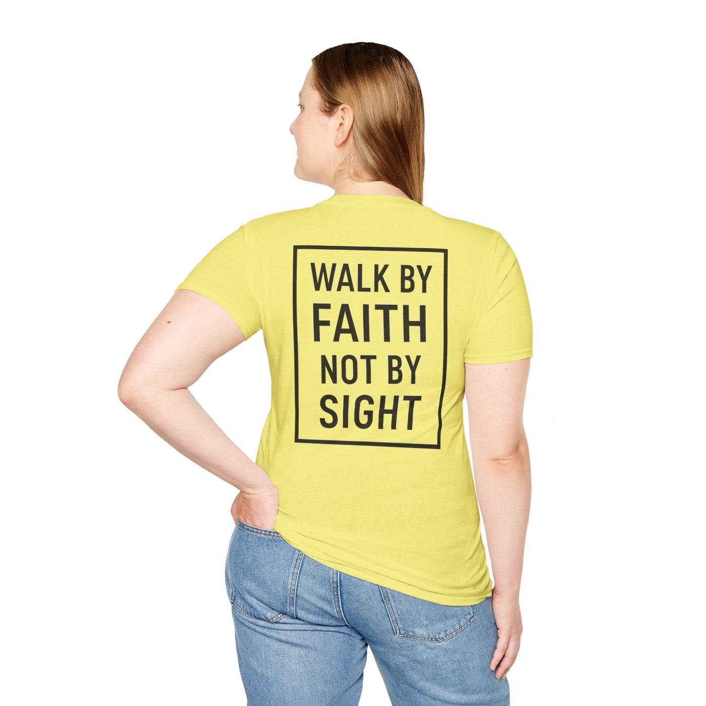 Inspirational Faith Graphic Unisex Softstyle T-Shirt - Walk by Faith Not by Sight