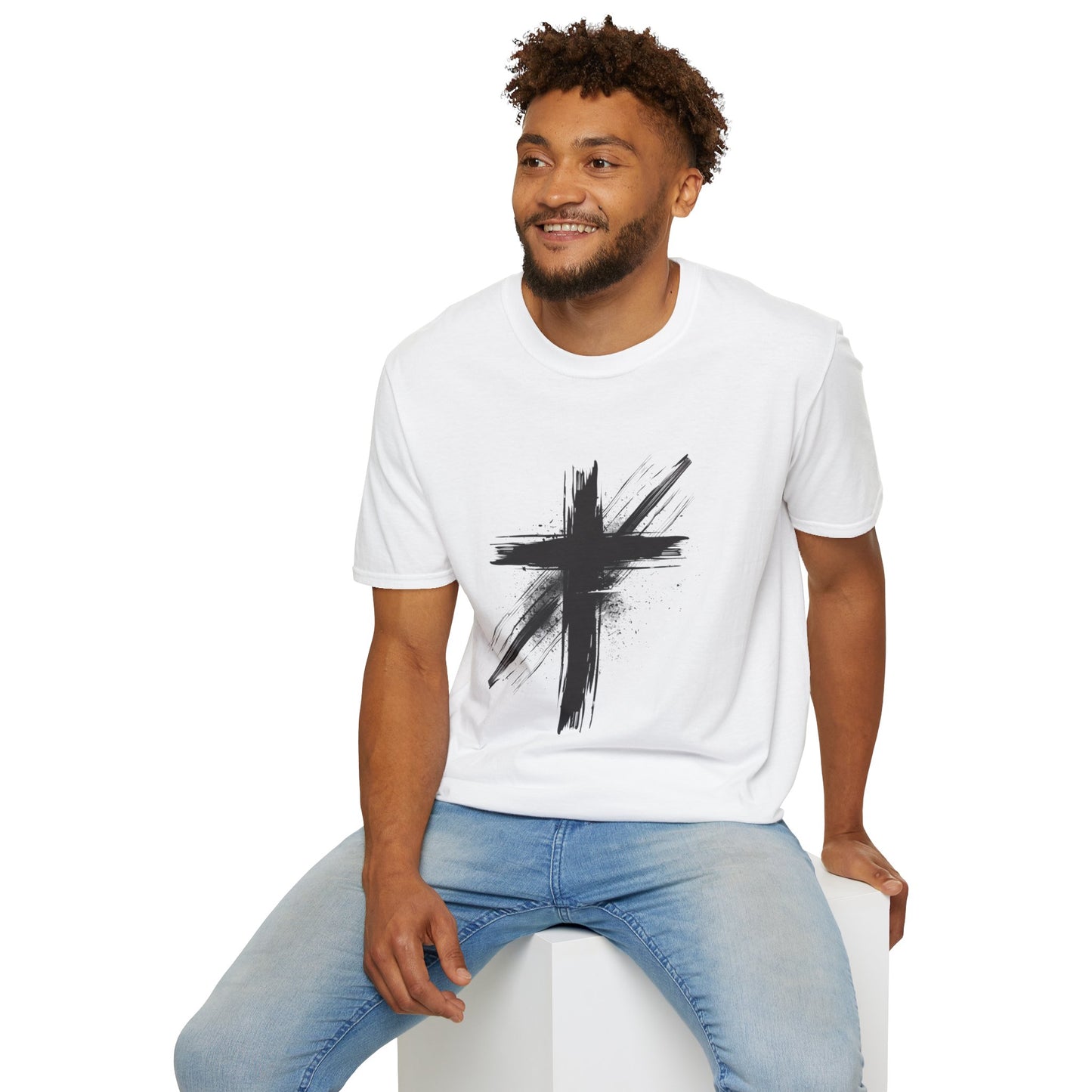 Faith-Inspired Unisex Softstyle T-Shirt with Cross Design