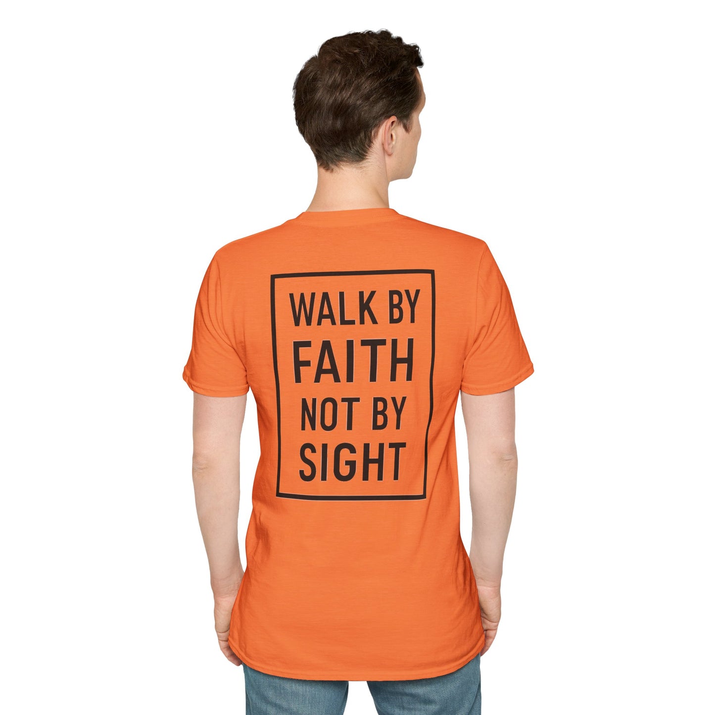 Inspirational Faith Graphic Unisex Softstyle T-Shirt - Walk by Faith Not by Sight