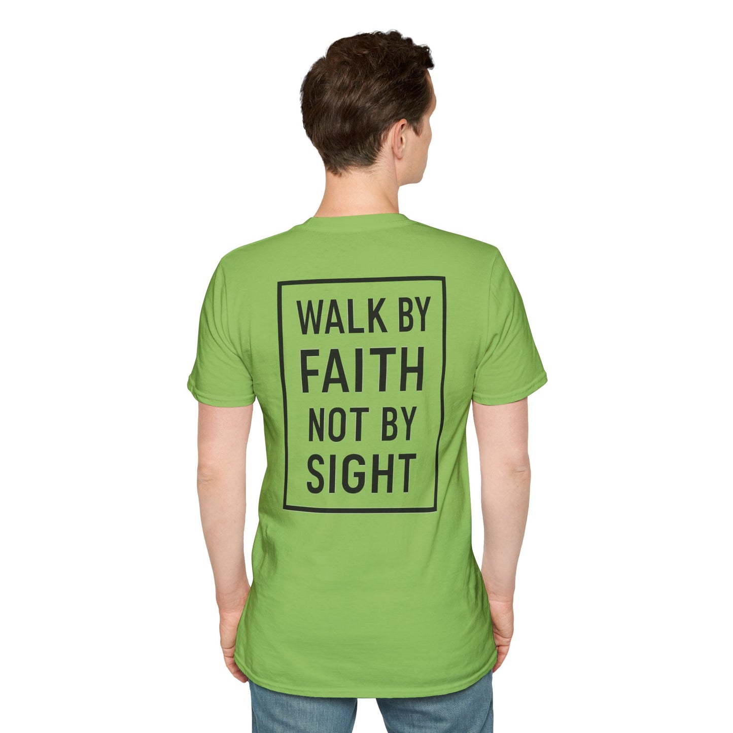 Inspirational Faith Graphic Unisex Softstyle T-Shirt - Walk by Faith Not by Sight
