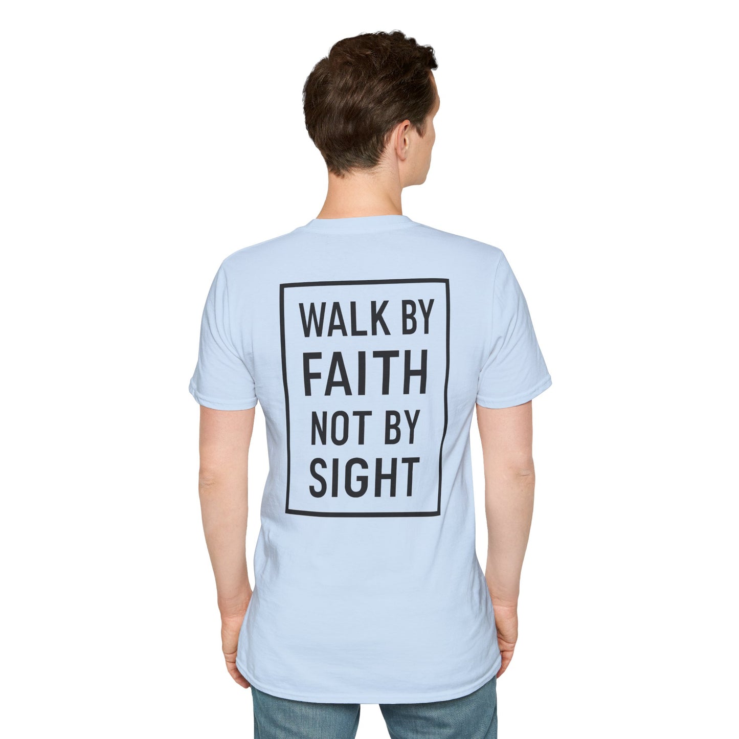 Inspirational Faith Graphic Unisex Softstyle T-Shirt - Walk by Faith Not by Sight