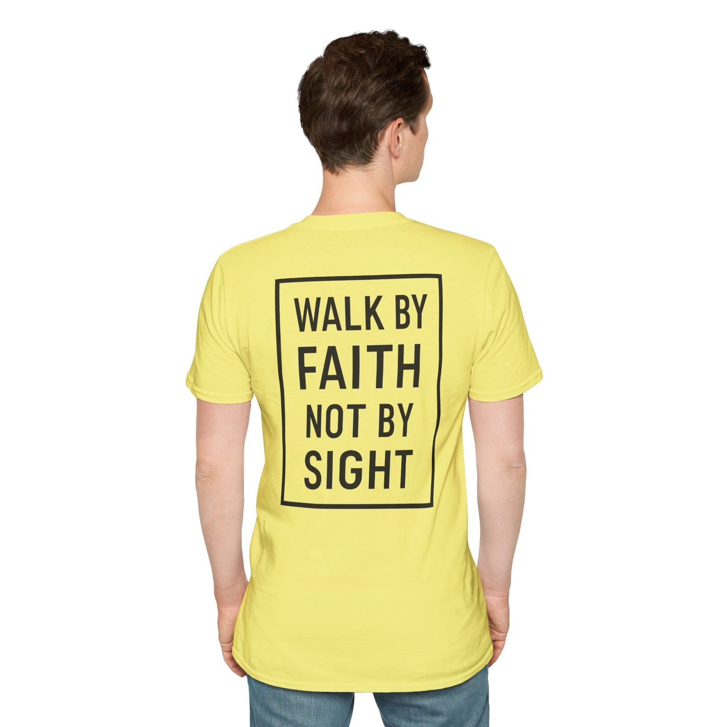Inspirational Faith Graphic Unisex Softstyle T-Shirt - Walk by Faith Not by Sight