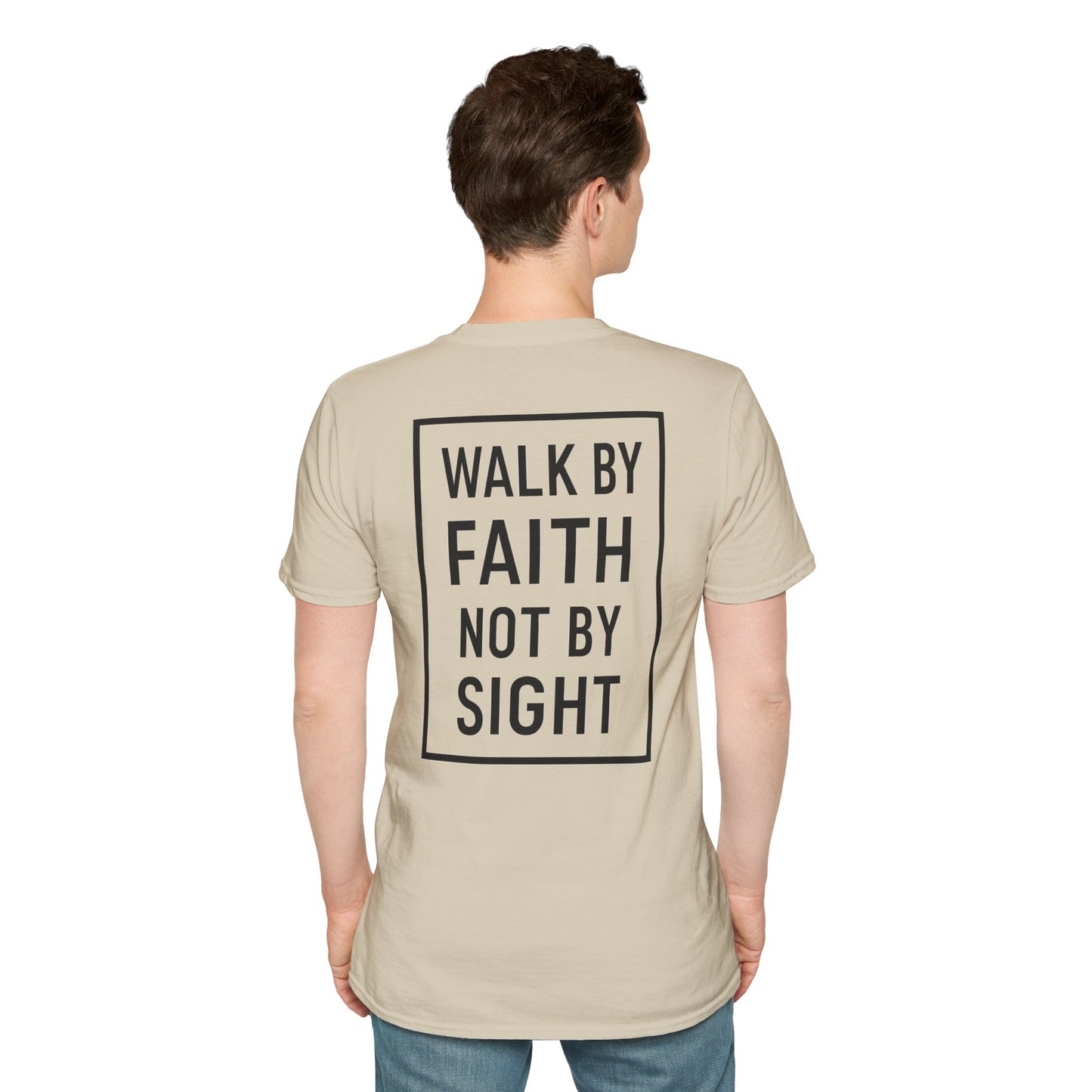 Inspirational Faith Graphic Unisex Softstyle T-Shirt - Walk by Faith Not by Sight