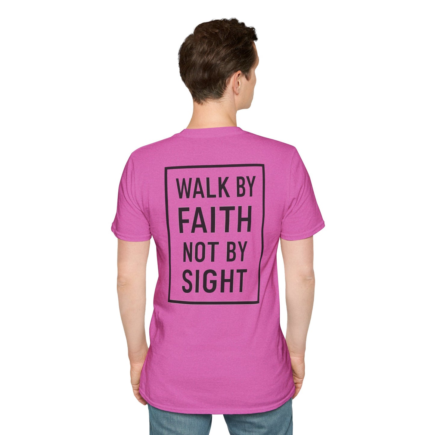 Inspirational Faith Graphic Unisex Softstyle T-Shirt - Walk by Faith Not by Sight