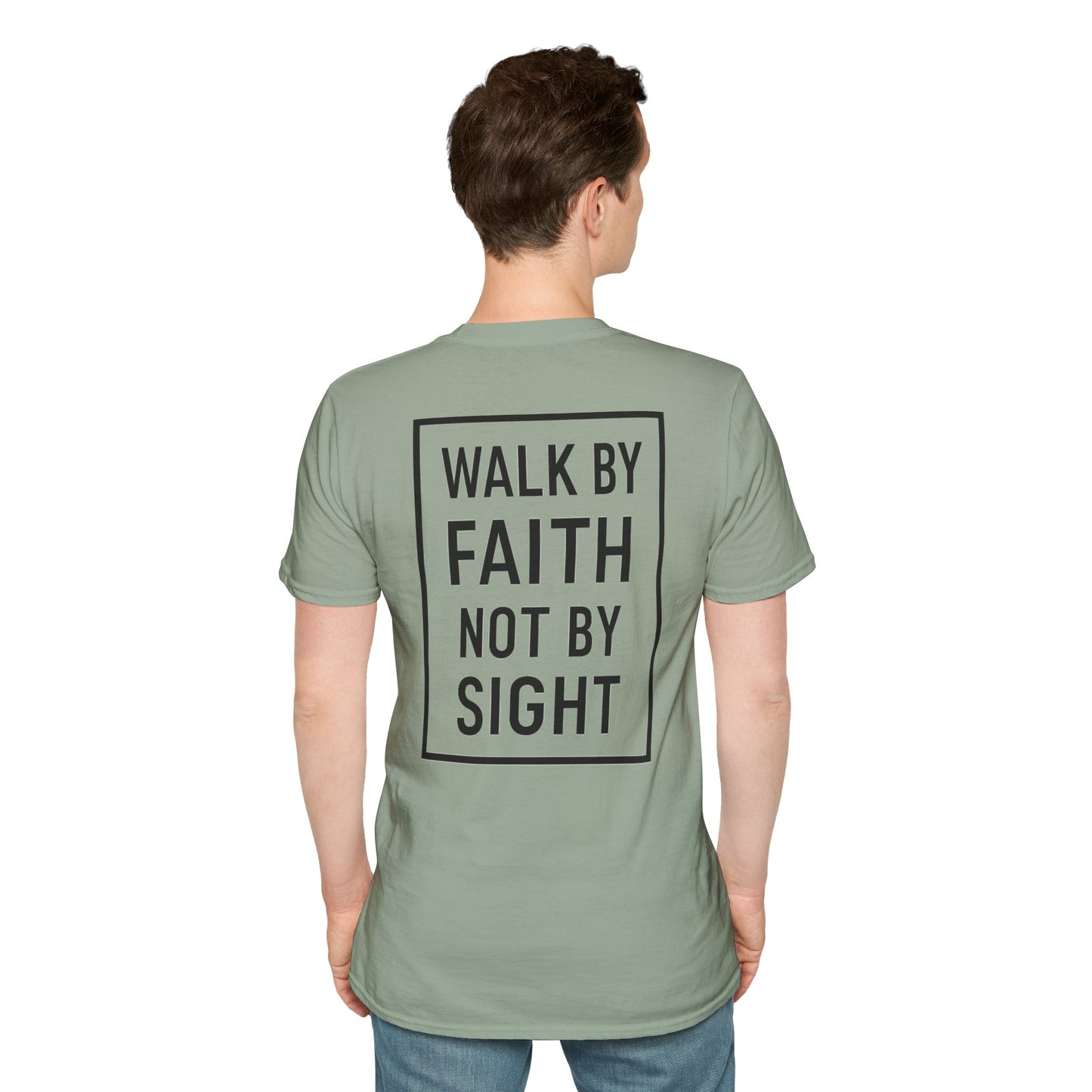 Inspirational Faith Graphic Unisex Softstyle T-Shirt - Walk by Faith Not by Sight