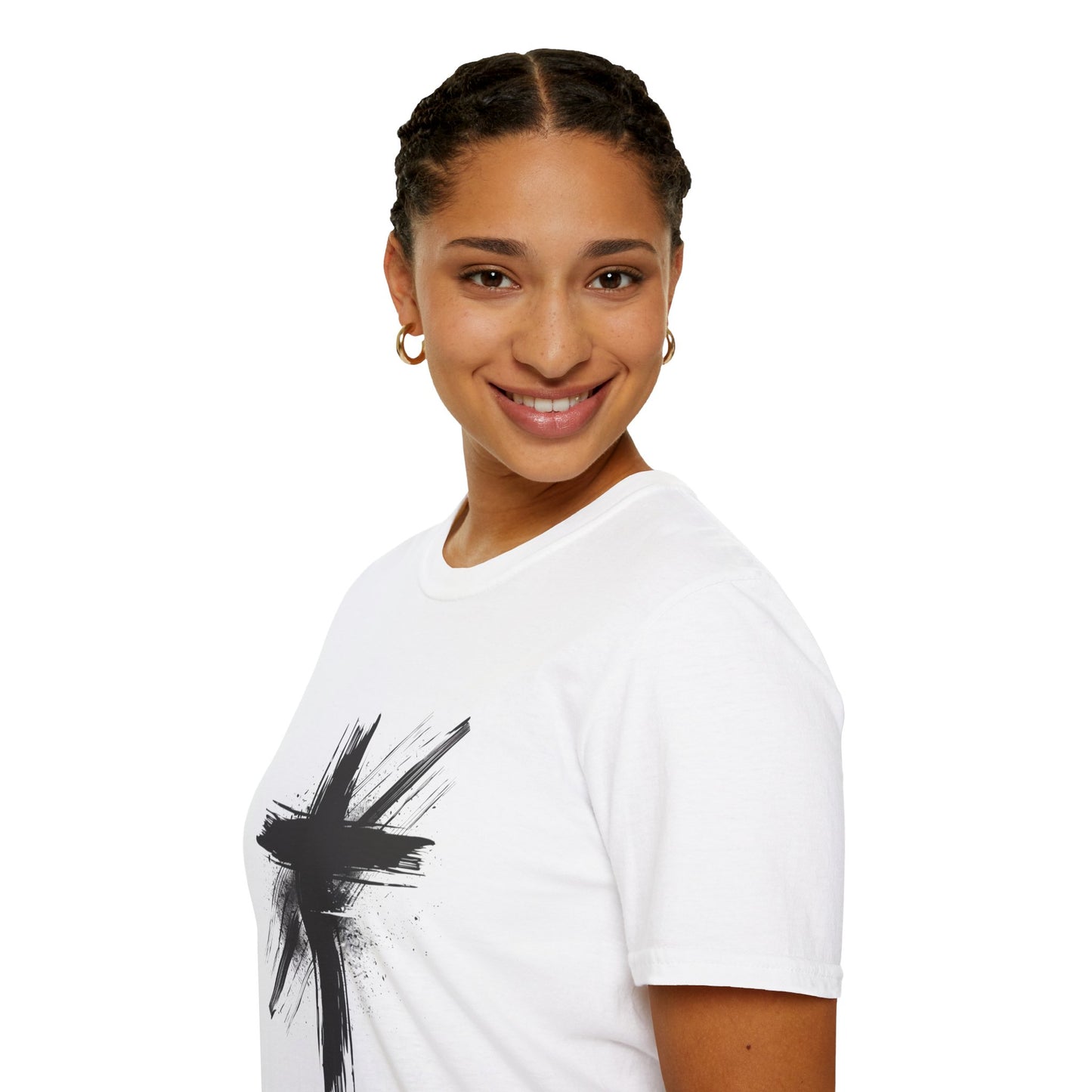 Faith-Inspired Unisex Softstyle T-Shirt with Cross Design