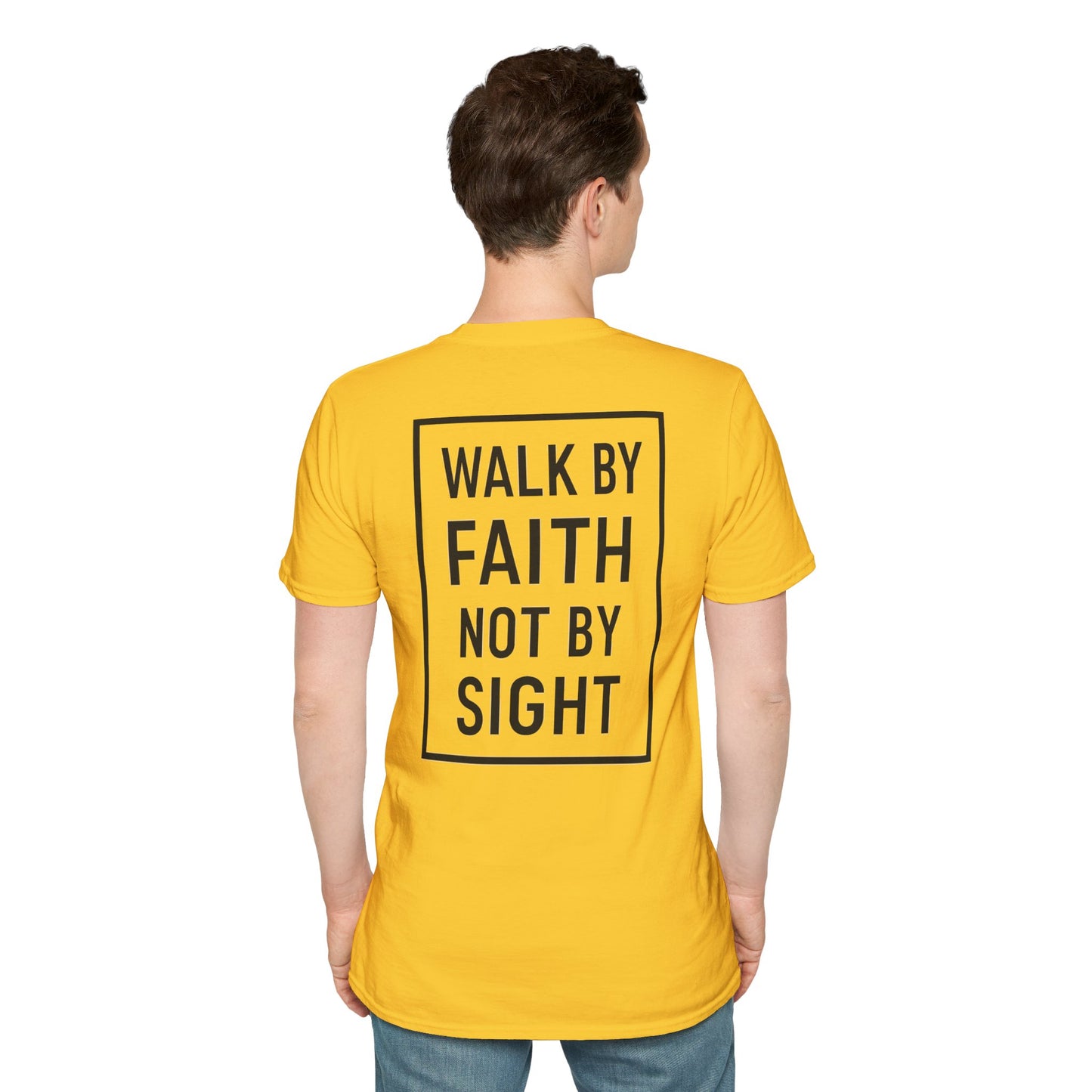 Inspirational Faith Graphic Unisex Softstyle T-Shirt - Walk by Faith Not by Sight