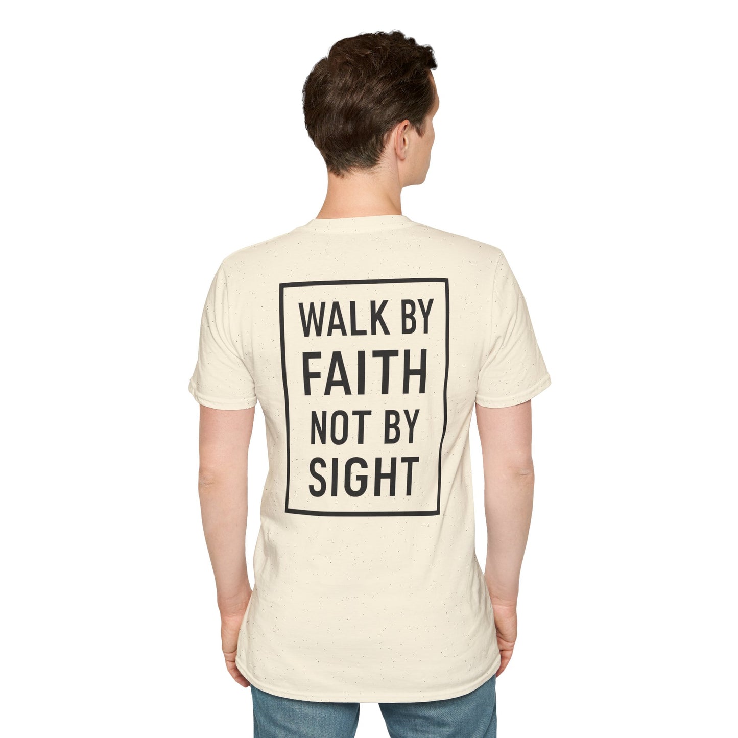 Inspirational Faith Graphic Unisex Softstyle T-Shirt - Walk by Faith Not by Sight