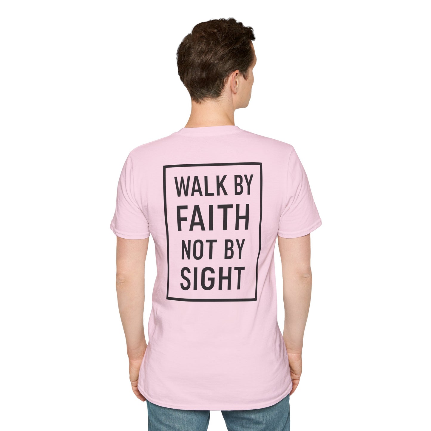 Inspirational Faith Graphic Unisex Softstyle T-Shirt - Walk by Faith Not by Sight