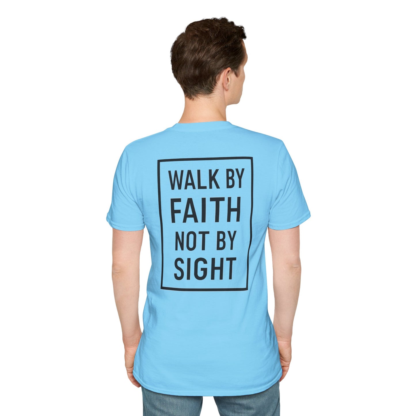 Inspirational Faith Graphic Unisex Softstyle T-Shirt - Walk by Faith Not by Sight