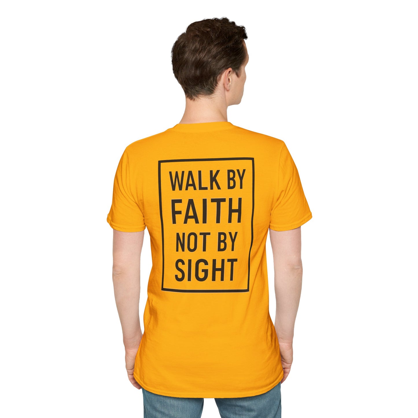 Inspirational Faith Graphic Unisex Softstyle T-Shirt - Walk by Faith Not by Sight