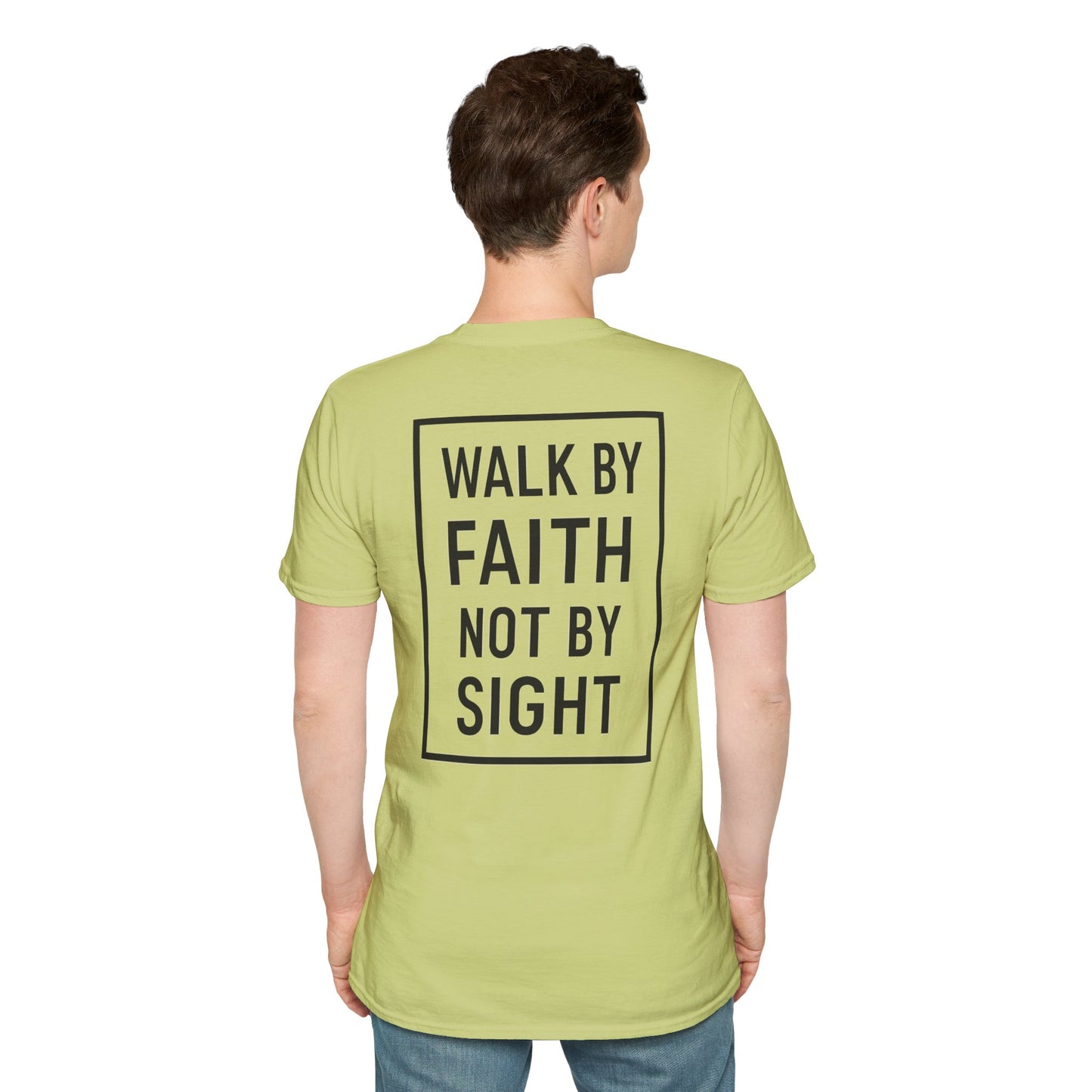Inspirational Faith Graphic Unisex Softstyle T-Shirt - Walk by Faith Not by Sight